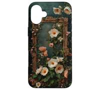 Marco Floral Art Nouveau Estética Romántico Botánico Carcasa para iPhone 16 Plus