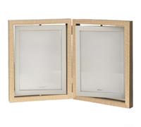 Marco flotante de doble cara que gira 360 grados para mesa, marco de madera hecho a mano con diseño extraíble para múltiples fotos (D)