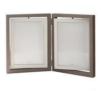 Marco flotante de doble cara que gira 360 grados para mesa, marco de madera hecho a mano con diseño extraíble para múltiples fotos (A)