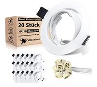 Marco Foco Empotrable GU10 - 20 Pack Marco de empotramiento redondo en blanco mate giratorio - Luces empotradas 230V con diámetro de orificio de 68 mm, incl. casquillo GU10 para LED o halógeno