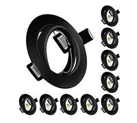 Marco Foco Empotrable, Marcos Focos GU10 Negro Incl. Zócalo GU10 Para Lámparas De Led O Halógena, Redondo Metálica, Marco Empotrado Ojo de Buey, Para Baño Sala Cocina, etc,10 Pack