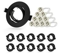 Marco focos empotrables GU10, 10 Pack marco de montaje en negro mate orientable, diámetro del agujero de 68 mm, para luces empotrables con casquillo GU10 incluido para bombillas LED o halógenas