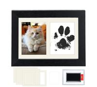 Marco Fotos Huellas Bebe Recien Nacidos, Kit Impresión de Huellas de Perro con Portafotos Madera con Almohadillas de Tinta y 2 Tarjetas de Impresión para Huellas Bebe Pie y Huellas de Mascotas