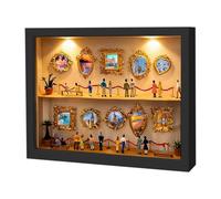 Marco Fotos Mini Museo (25x20cm) - Exhibidor 3D Doble Capa Iluminado | Silueta Hazlo Tú Mismo | Estuche Recuerdo Madera Memoria, Regalo Romántico para Aniversario Boda, Decoración Hogar Figura
