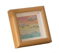 Marco hueco de 6 pulgadas para obras de arte infantiles, se adapta a fotos de 15 x 15 cm, diseño de mesa para mostrar creaciones personales (color madera)