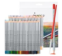 MARCO Lápices de colores solubles en agua - 48 colores hexagonales de madera natural, ideales como regalo de fiesta para los amantes del arte, pintores y adultos. Fácil de transportar.