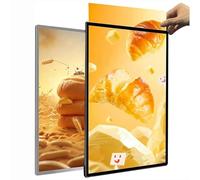 Marco LED para pósteres, expositor de publicidad interior montado en la pared, perfil de aluminio ultrafino con vidrio templado para mostrar menús en restaurantes y tiendas