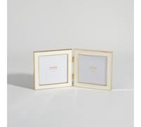 Marco multifoto para 2 fotos blanco y acero dorado, 26x13 cm