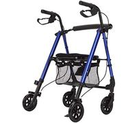 Marco para caminar para ancianos estándar con rueda de asiento, carrito de compras portátil de altura ajustable, estrella de luz