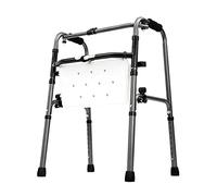 Marco para caminar, silla de ducha plegable, andador geriátrico de alta resistencia, altura ajustable, soporte para caminar, muleta de acero con asiento acolchado, estrella de luz que ahorra espacio
