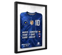 Marco para Camisetas de fútbol 58x78 cm con Soporte de Metacrilato - Expositor de Camiseta deportiva, Cuadro Decorativo de Pared, Acabado Profesional, Fácil Montaje - Marco Negro con Fondo Blanco