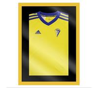 Marco para Camisetas. Ideal para Enmarcar Camisetas de Futbol, Deportes Varios, Conciertos... Tres Tamaños, Niños, Mediano y Grande. (MARCO AMARILLO FONDO NEGRO, MEDIANO 57X69 cm)