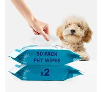 Marco Paul - 100 toallitas antibacterianas para mascotas, sin fragancia ni alcohol, toallitas para gatos y perros, toallitas para patas, abrigos, glúteos y orejas para perros y gatos, perfectas para