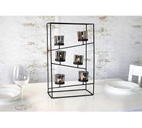 Marco Paul - Candelabro rectangular de metal negro con 6 portavelas de cristal con 6 portavelas de pie y moderno para decoración del hogar