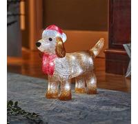 Marco Paul - Figura decorativa de Navidad con luces LED acrílicas para interiores y exteriores, decoración de jardín, decoración festiva, figura preiluminada, estatua novedosa (perro salchicha)