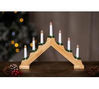 Marco Paul Puente de velas de Navidad, decoraciones tradicionales de Navidad para interiores para ventana de sala de estar, velas LED cálidas sin llama, decoración festiva natural del hogar con