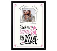 Marco Personalizable con foto diseño Frase Romántica, Eres el Amor de mi Vida, Decoración de Pared para Parejas, Regalo para Novio, Novia, Esposo, Esposa (Negro)