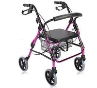 Marco plegable para caminar asistido con andador, color morado, para personas con discapacidad, carrito de la compra de cuatro ruedas, estrella de luz