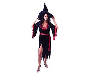 Marco Porta 3339 M - vestido de bruja disfraces de Halloween, tamaño M, negro/rojo