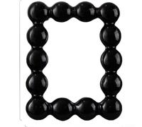 Marco rectangular de resina con delicadas características de perlas para imágenes de 8 pulgadas que aporta un glamour sutil a los espacios de vida (negro)