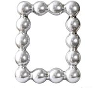 Marco rectangular de resina con delicadas características de perlas para imágenes de 8 pulgadas que aporta un glamour sutil a los espacios de vida (plata)