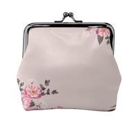 Marco Redondo Floral con Lindas Flores de Zinnia,Monedero de Piel sintética, Carteras pequeñas, Monedero con Cierre de Broche