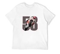 Marco Simoncelli Super Sic Moto GP Rider 58 T-Shirt Graphic tee Printed Top Mens White Shirt 3XL