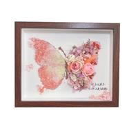 Marco Sombra Crisálida DIY Flores Secas Mariposa Regalo Hecho a mano Idea Romántica para Mujeres Mamá Esposa Abuela