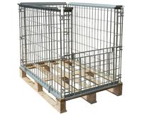 Marco superponible de rejilla para europalet ratioform, con trampilla en 1 pared frontal