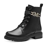 MARCO TOZZI by Guido Maria Kretschmer - Botines para mujer con cordones, piel sintética, invierno, Negro y dorado., 39 EU