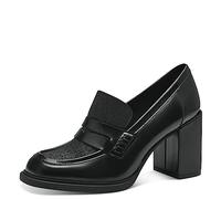 Marco Tozzi by Guido Maria Kretschmer - Mocasines con tacón de Piel sintética con Purpurina, Black Brush CB, 41 EU