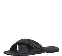 MARCO TOZZI Chanclas para Mujer, Piel, Plantilla Suave Feel Me, 2-27123-42, Pantuflas, Peine Negro, 39 EU