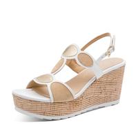 MARCO TOZZI Keilsandale 2-28363-46, Sandalias con cuña Mujer, Color Blanco, 40 EU