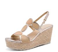 MARCO TOZZI Keilsandale 2-28363-46, Sandalias con cuña Mujer, Platinum Comb, 37 EU