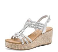 MARCO TOZZI Keilsandale 2-28383-46, Sandalias con cuña Mujer, Plata, 41 EU