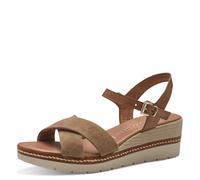 Marco Tozzi Sandalias de cuña para Mujer con Correa Ajustable de Piel, Antelope Comb., 40 EU