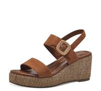 MARCO TOZZI Sandalias de Mujer con cuña con Hebilla cómodas, Cognac Comb, 41 EU