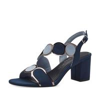 Marco Tozzi Sandalias de tacón con Correa Ajustable para Mujer Vegan, Azul Marino., 37 EU