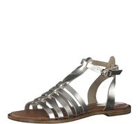 MARCO TOZZI Sandalias Planas de Piel para Mujer, Platino, 40 EU