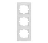 Marco vertical blanco para 3 elementos, dimensiones 81x225x10mm, ideal para instalaciones eléctricas y uso decorativo.