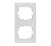 Marco vertical para 2 elementos, blanco, dimensiones 81x154x10 mm, compatibilidad con serie Europa, ideal para instalación eléctrica en hogares.