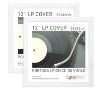 Marcodecor Set de 2 Marcos para portadas Disco de Vinilo, 32x32 cm, color blanco, Portadas LP de 12 Pulgadas (Blanco X2 Uds., 32 x 32 cm)