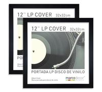 Marcodecor Set de 2 Marcos para Portadas Disco de Vinilo, 32x32 cm, Negro, para Portadas LP de 12 Pulgadas (Negro X2 Uds., 32 x 32 cm)