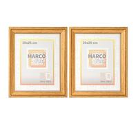 MARCOFOTO Set de 2 Marcos de Fotos Vintage - Marco Para Cuadros - Marco de Fotos - Marco Foto - Marcos Cuadros - Marcos Fotos Pared con Cristal - Marco Fotos - Marcos Madera MDF Dorado - 20X25