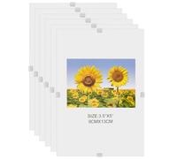MARCOFOTO Set de 5 Marcos de Fotos - Marco Clip de Cristal sin Marco - Portafotos de Vidrio Transparente con Colgador - Diseno Minimalista para Fotos, Diplomas y Certificados - 9x13 cm