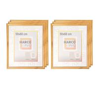 MARCOFOTO Set de 6 Marcos de Fotos Vintage - Marco Para Cuadros - Marco de Fotos - Marco Foto - Marcos Cuadros - Marcos Fotos Pared con Plexiglas - Marco Fotos - Marcos Madera MDF Dorado - 50X60