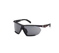 Marcolin adidas Sport SP0072 Gafas de Sol Hombre y Mujer, Gafas de Sol Unisex Deportivas Delgadas y Ligeras, Forma Lente Pantalla, Funda Incluida, Lentes Roviex Espejado, Negro