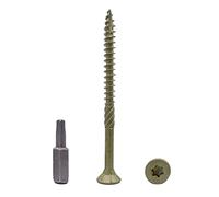 Marcopol Lote de 300 tornillos de madera con acabado anticorrosión, 5,0 x 70 mm, tornillos para madera, cabeza torx, tipo 17, cabeza avellanada, tornillo exterior (300, 5,0 x 70 mm), Green