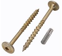 Marcopol Paquete de 10 piezas de acero galvanizado 8.0 x 120 mm tornillos de madera amarilla, cabeza torx, cabeza oblea, tornillos de madera, parcialmente roscados (10, 8.0 x 120 mm)