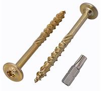 Marcopol Paquete de 20 piezas de acero galvanizado de 6 x 70 mm, tornillos de madera amarilla, cabeza torx, cabeza de oblea, tornillos de madera, parcialmente roscados (20, 6 x 70 mm)